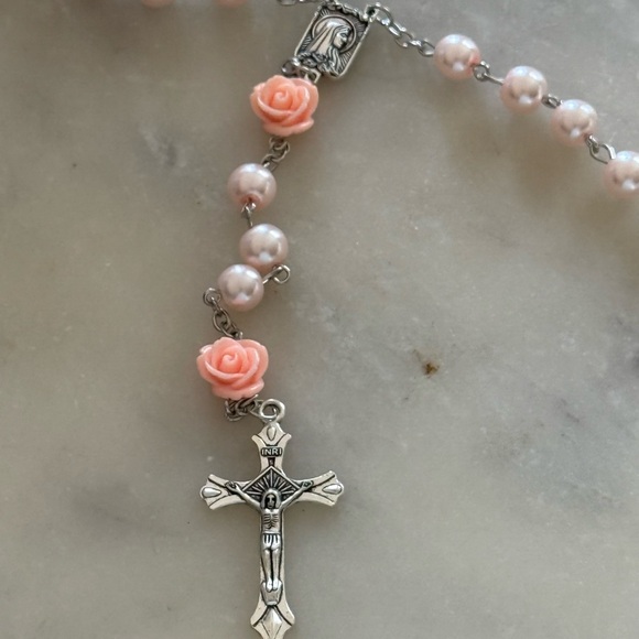 NEW Pink Roses + Beads Rosary - Picture 3 of 6